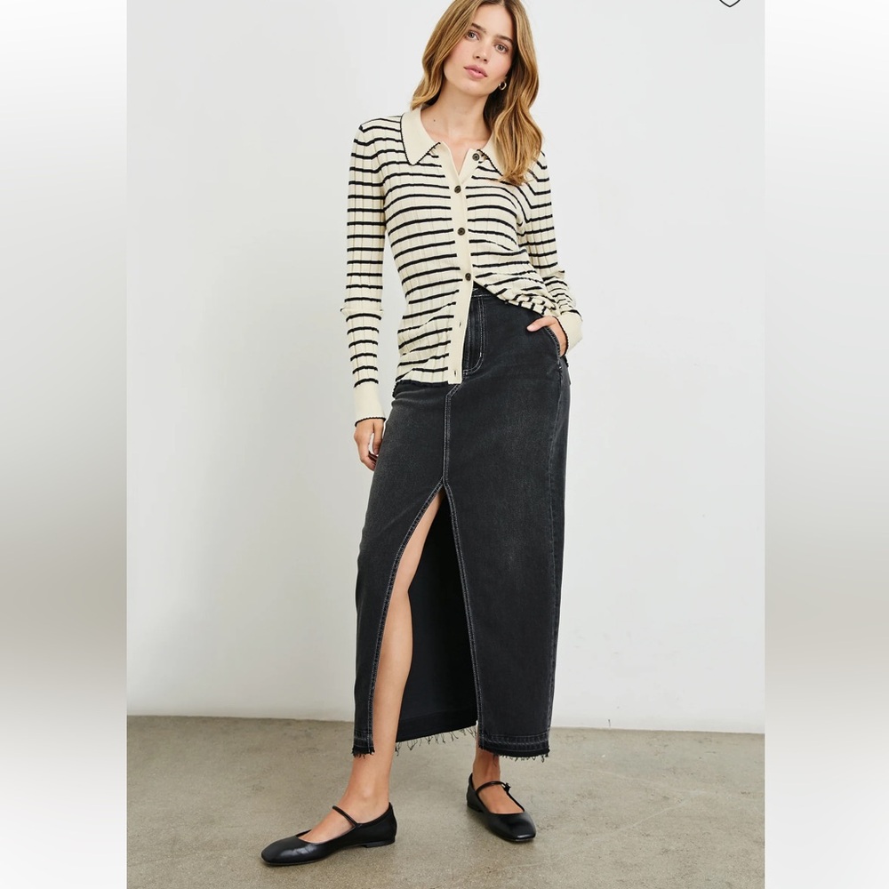 NWOT Rails Aurelia Cream and Navy Striped Button-Up Cardigan